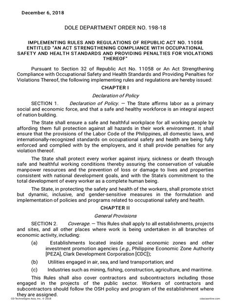 dole department order 198|DOLE .